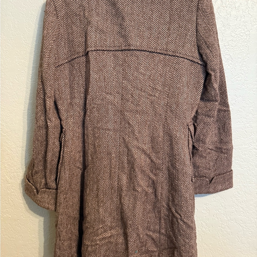 Jones New York Brown Herringbone Long Coat Jacket Womens Size 6 - Picture 6 of 7